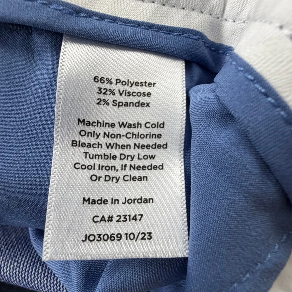 Talbots Hampshire Ankle Pant Womens 16 Light Blue Textured Straight Leg Trousers
